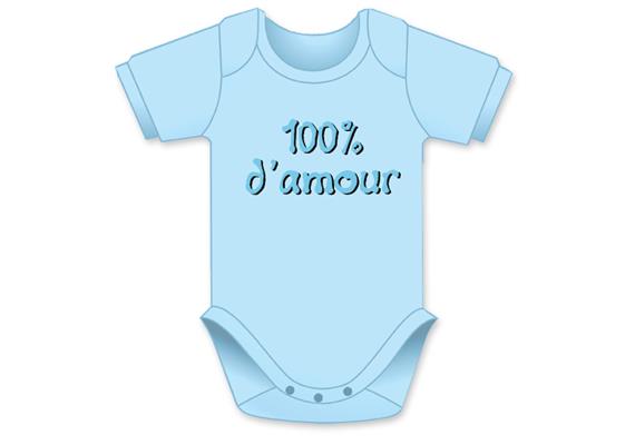 100% d'amour hellblau Body - Grösse 62/68