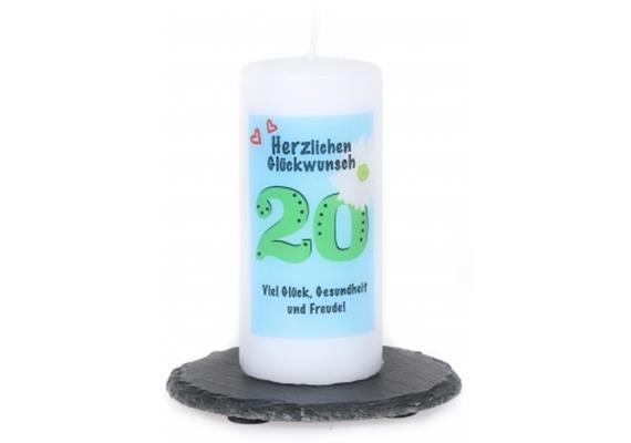 20. Geburtstag Spruchkerze blau