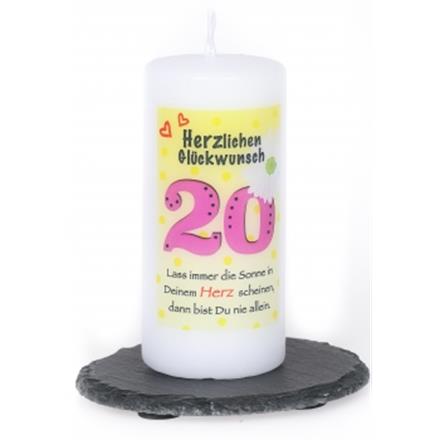 20. Geburtstag Spruchkerze rosa