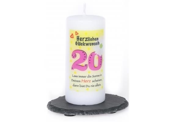20. Geburtstag Spruchkerze rosa