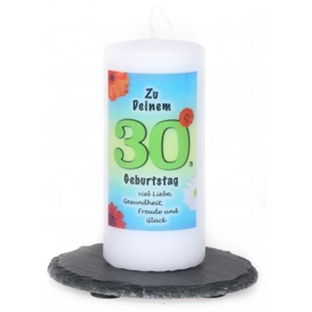 30. Geburtstag Spruchkerze blau