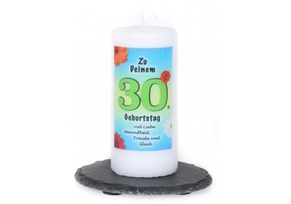 30. Geburtstag Spruchkerze blau