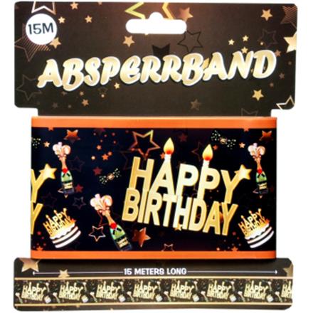 Absperrband gold Happy Birthday