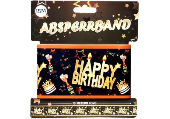 Absperrband gold Happy Birthday