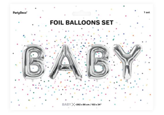 Baby Ballonset silber (86 cm) | Bild 2