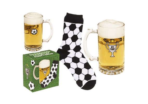 Bierglas Fussball mit Socken