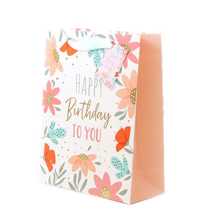 Birthday Blumen Geschenktasche (M)