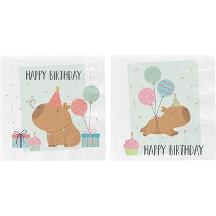 Birthday Capybara Servietten (2 sort.)