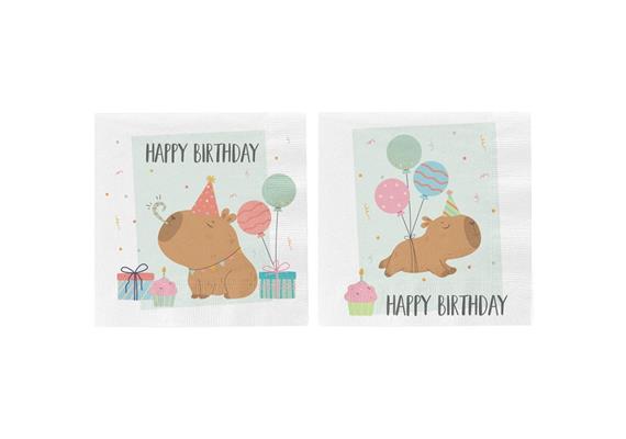 Birthday Capybara Servietten (2 sort.)
