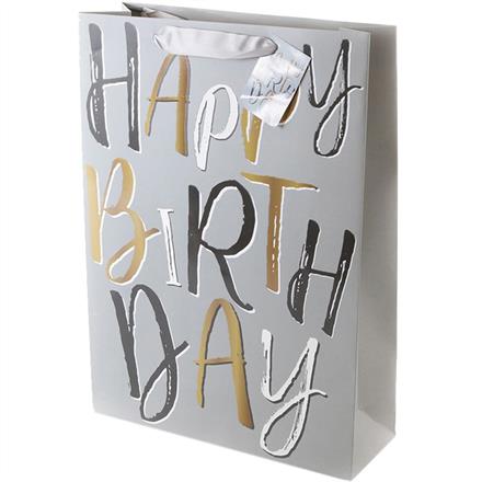 Birthday grau Geschenktasche (L)