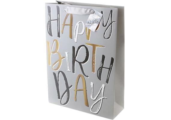 Birthday grau Geschenktasche (L)