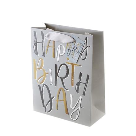 Birthday grau Geschenktasche (M)