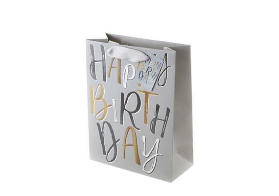 Birthday grau Geschenktasche (M)