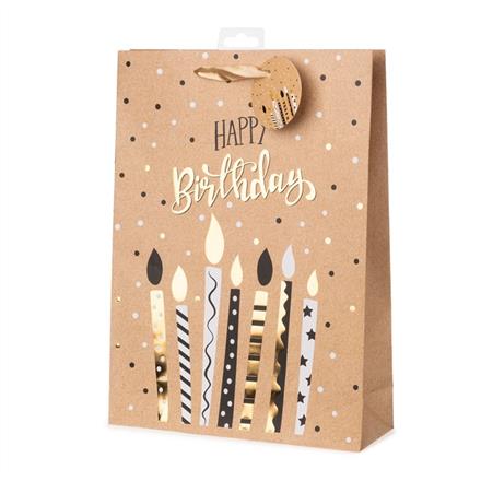Birthday Kerzen braun Geschenktasche (L)