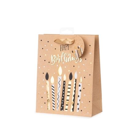 Birthday Kerzen braun Geschenktasche (M)