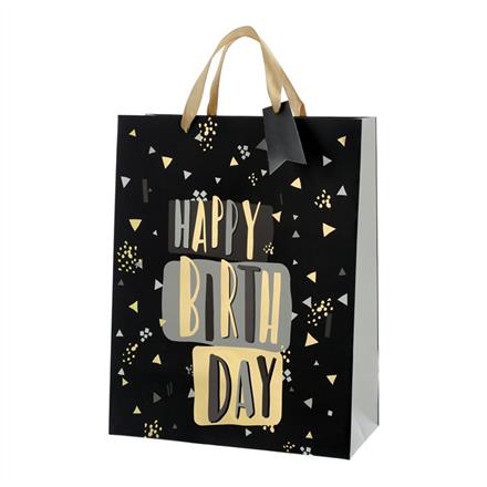 Birthday schwarz/gold Geschenktaschen (L)