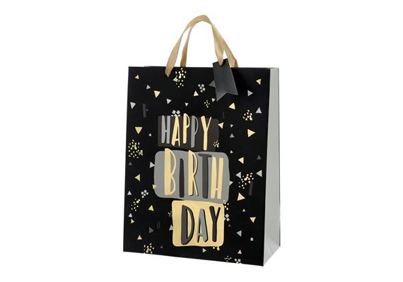 Birthday schwarz/gold Geschenktaschen (L)