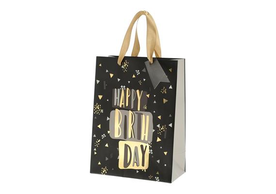 Birthday schwarz/gold Geschenktaschen (M)