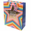 Birthday Stern Neon Geschenktasche (L)