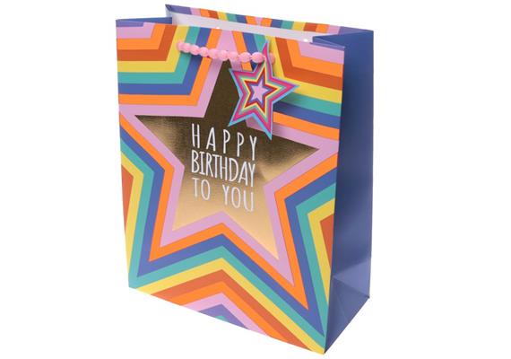 Birthday Stern Neon Geschenktasche (L)