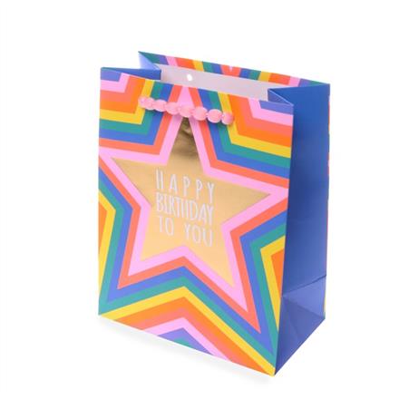 Birthday Stern Neon Geschenktasche (M)