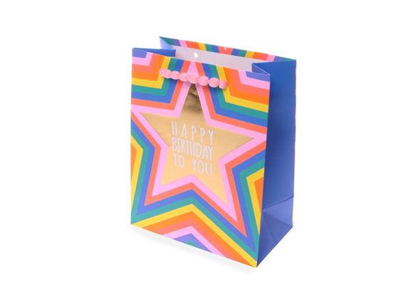 Birthday Stern Neon Geschenktasche (M)
