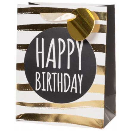 Birthday Streifen gold Tasche (M)