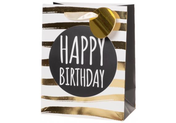 Birthday Streifen gold Tasche (M)