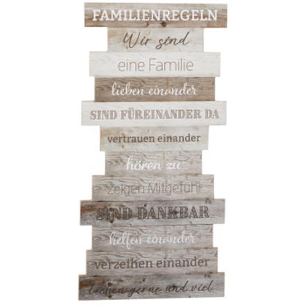 Familienregeln braun Holzschild (60 cm)