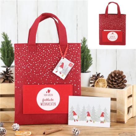 Filztasche rot mit Postkarte