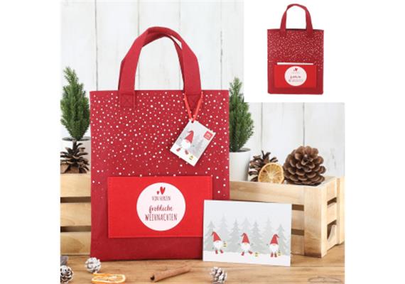 Filztasche rot mit Postkarte