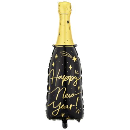 Folienballon Flasche New Year schwarz (98 cm)