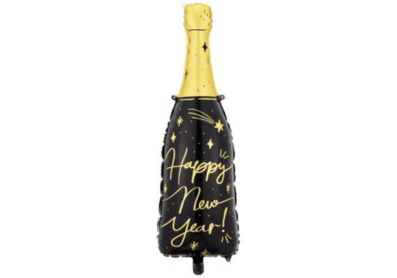 Folienballon Flasche New Year schwarz (98 cm) | Bild 1