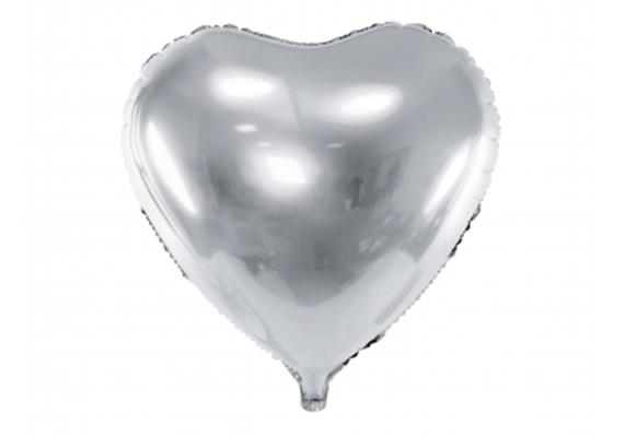 Folienballon Herz silber (45 cm) | Bild 1