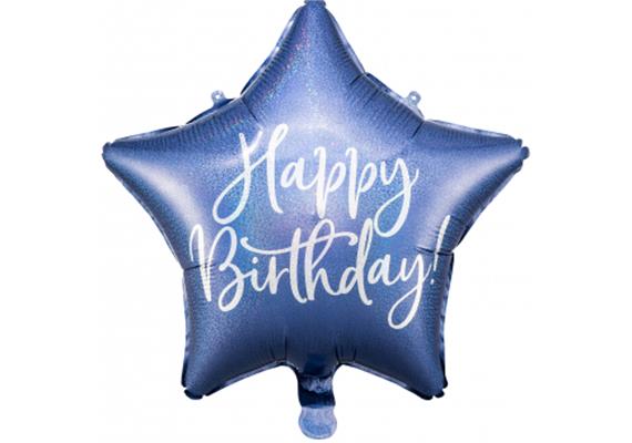 Folienballon Stern Birthday blau (40 cm) | Bild 1