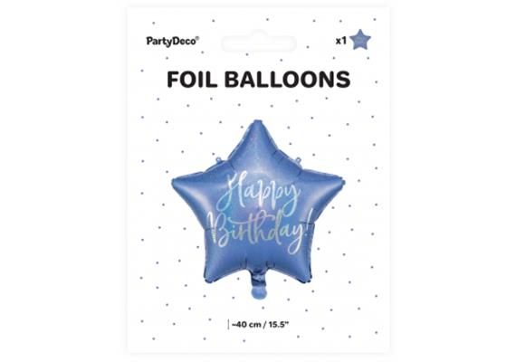 Folienballon Stern Birthday blau (40 cm) | Bild 2