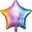 Folienballon Stern Birthday bunt (40 cm) | Bild 1