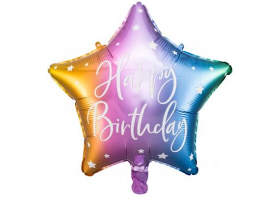 Folienballon Stern Birthday bunt (40 cm) | Bild 1