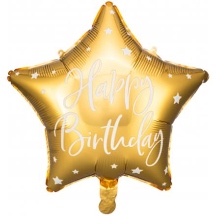 Folienballon Stern Birthday gold (40 cm)