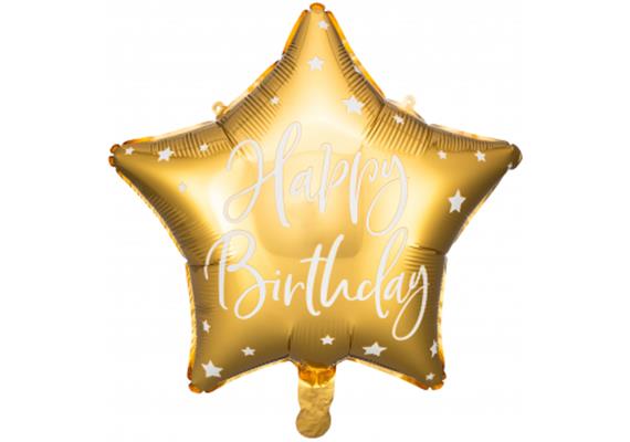 Folienballon Stern Birthday gold (40 cm) | Bild 1