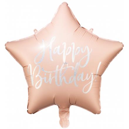 Folienballon Stern Birthday rosa (40 cm)