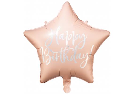 Folienballon Stern Birthday rosa (40 cm) | Bild 1