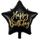 Folienballon Stern Birthday schwarz (40 cm)