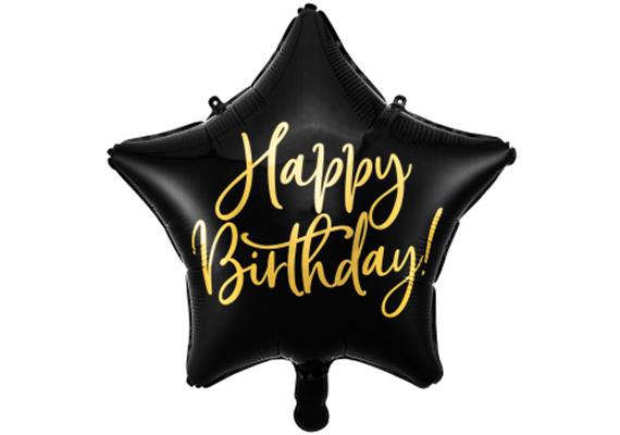 Folienballon Stern Birthday schwarz (40 cm) | Bild 1