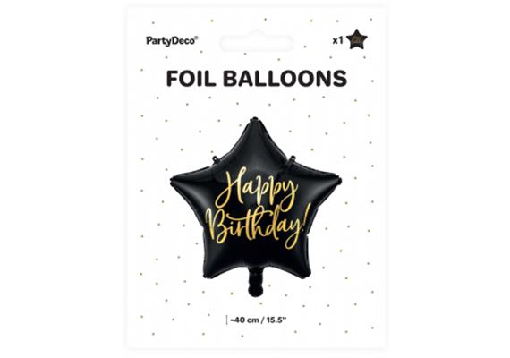 Folienballon Stern Birthday schwarz (40 cm) | Bild 2