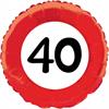 Folienballone rot 40. Geburtstag (45 cm)