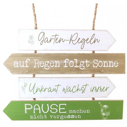 Gartenregeln grün Holzschild