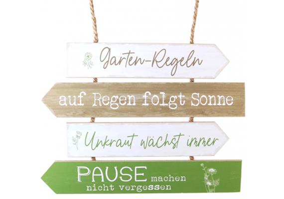 Gartenregeln grün Holzschild