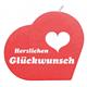 Glückwunsch Herzkerze (rot)