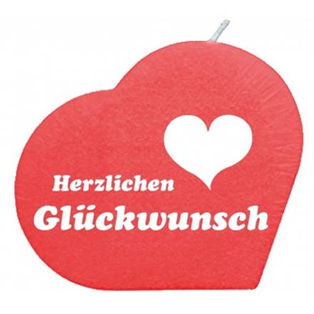 Glückwunsch Herzkerze (rot)
